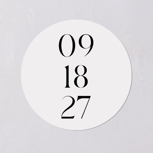 Simple Modern Monogram Wedding Stickers Pure White Circle