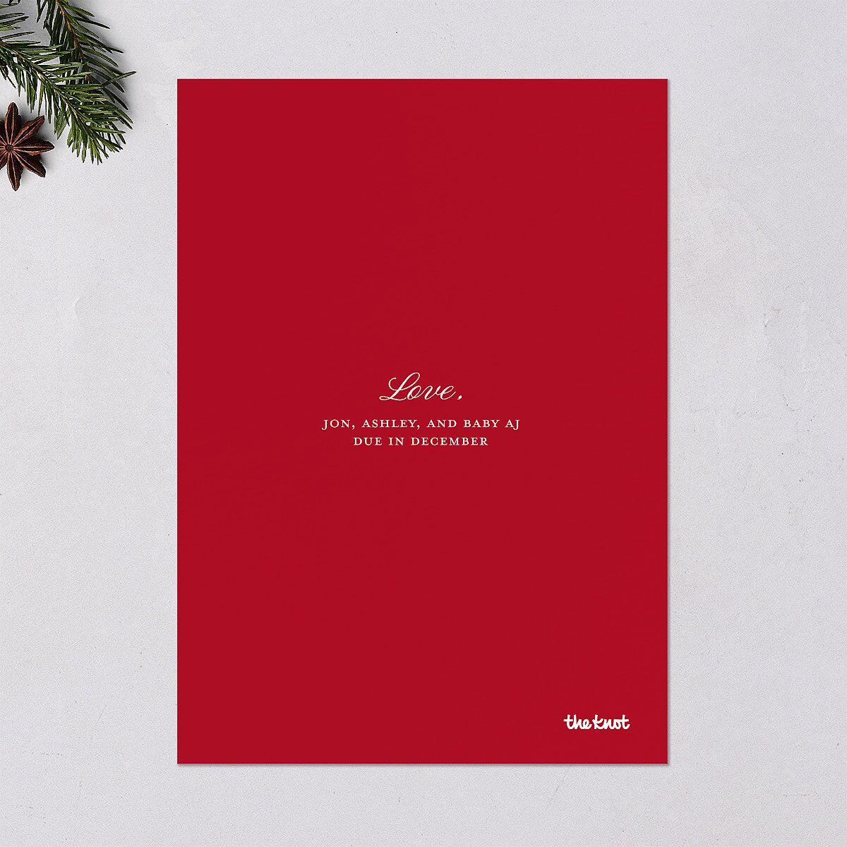 Our Greatest Gift Minimalist Bow Baby Announcement Holiday Cards Cream Signature Blank Portrait Standard