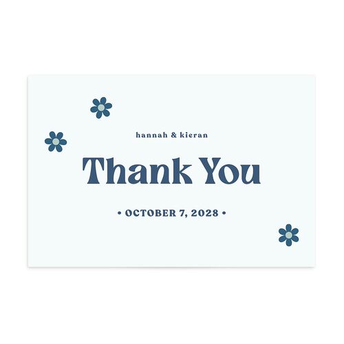 Simple Retro Daisy Thank You Postcards Ink Blue