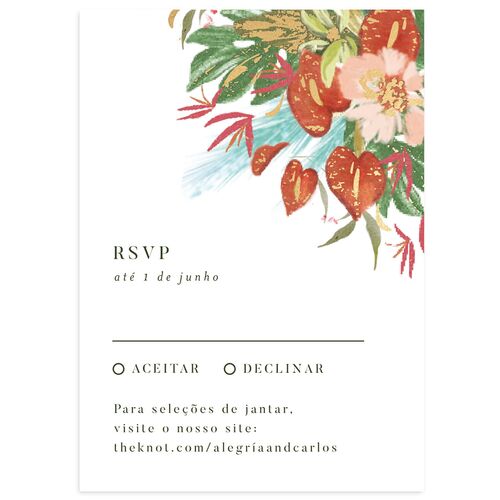 Flores Tropicais Wedding Response Cards Gold Red Clay Signature Standard