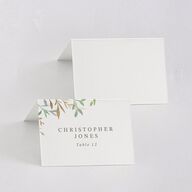 Elegant Greenery Watercolor Foil Place Cards Gold Champagne Signature