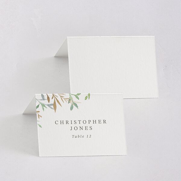 Elegant Greenery Watercolor Foil Place Cards Gold Champagne Signature