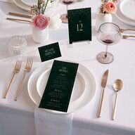 Sparkling Night Place Cards Dark Green Signature