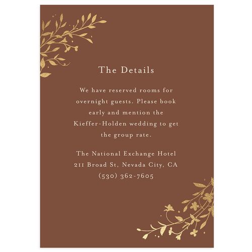 Oval Garland Foil Wedding Enclosure Cards Sepia Gold Signature Standard