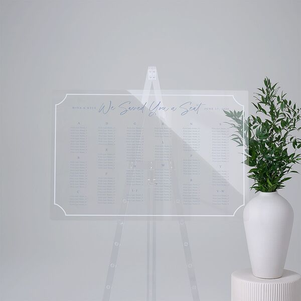 Fairytale Wildflower Crest Acrylic Seating Chart Large Pure White Standard Acrylic L Seating