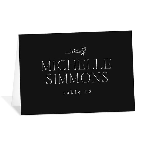 Minimalist Accent Leaf Place Cards Charcoal Signature