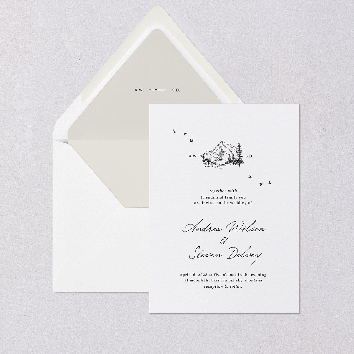 Elegant Mountain Monogram Euro Envelope Liners Pure White Luxe
