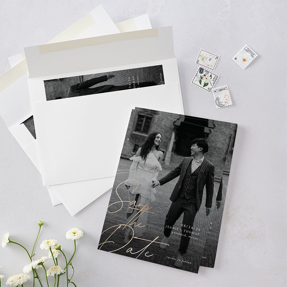 Gilded Corner Save The Date Cards — view 5