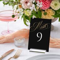 Nuestra Boda Table Numbers Gold Charcoal Signature