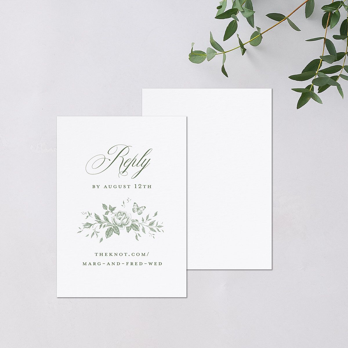 Elegant Rose Crest QR Code RSVP Cards Deep Olive Signature Standard