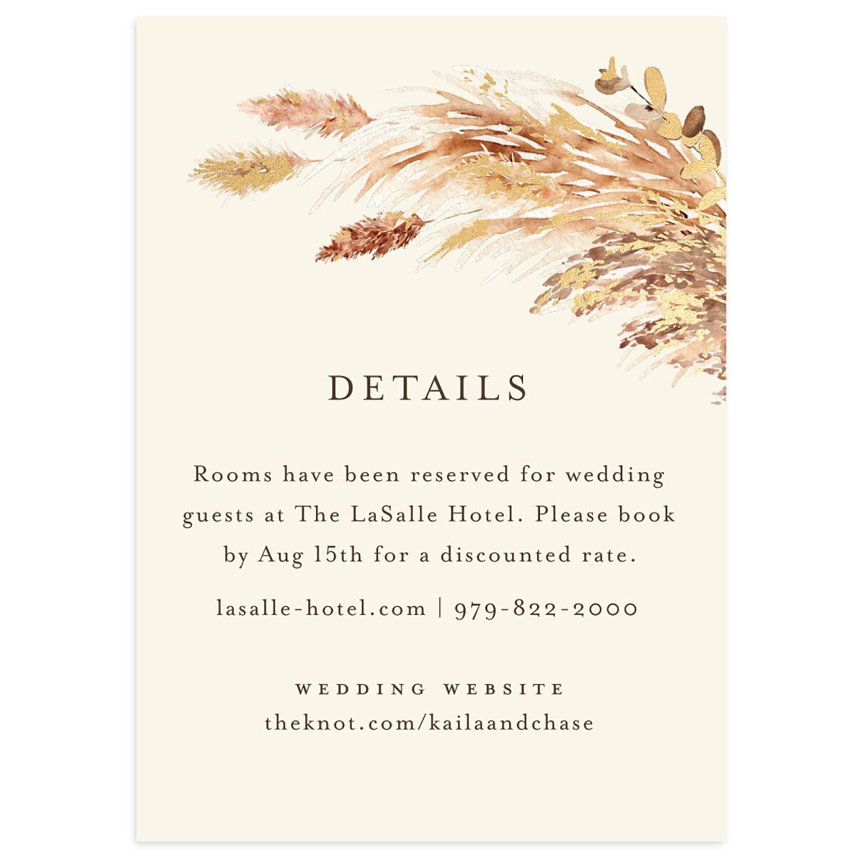 Soft Pampas Foil Wedding Enclosure Cards