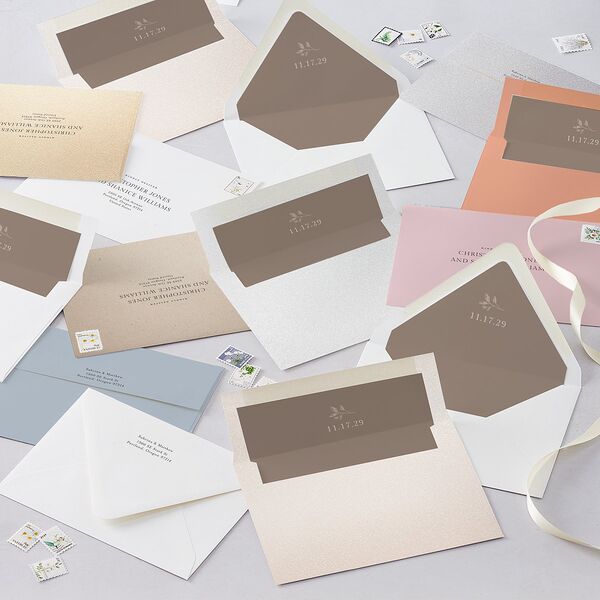 Elegant Botanical Initials  Euro Envelope Liners Linen Luxe