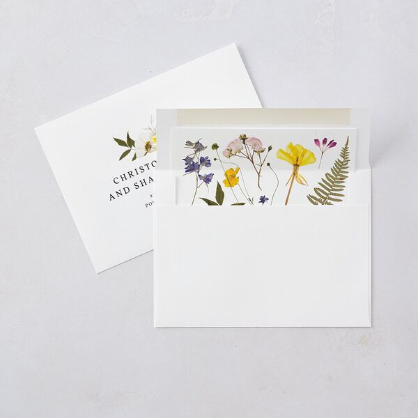 Pressed Flowers Save The Date Cards Sunflower Signature smooth Blank No
