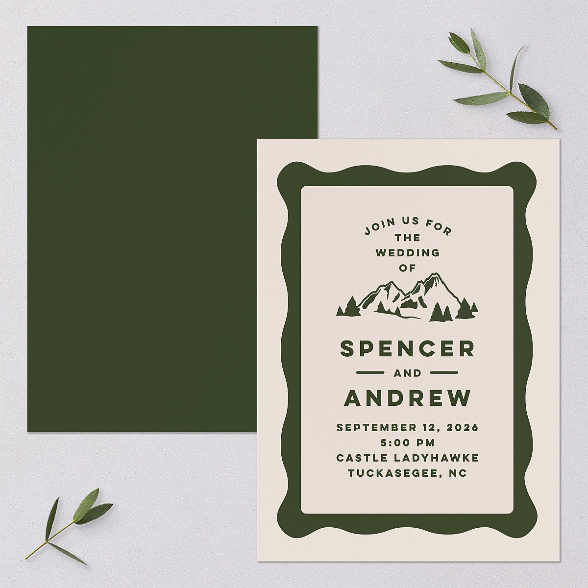 Adventure Icon Wedding Invitations Hunter Green Signature Blank No Standard