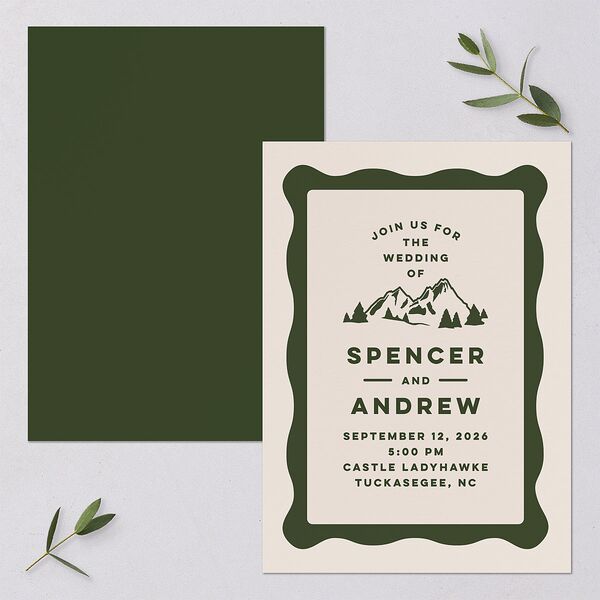 Adventure Icon Wedding Invitations Hunter Green Signature Blank No Standard