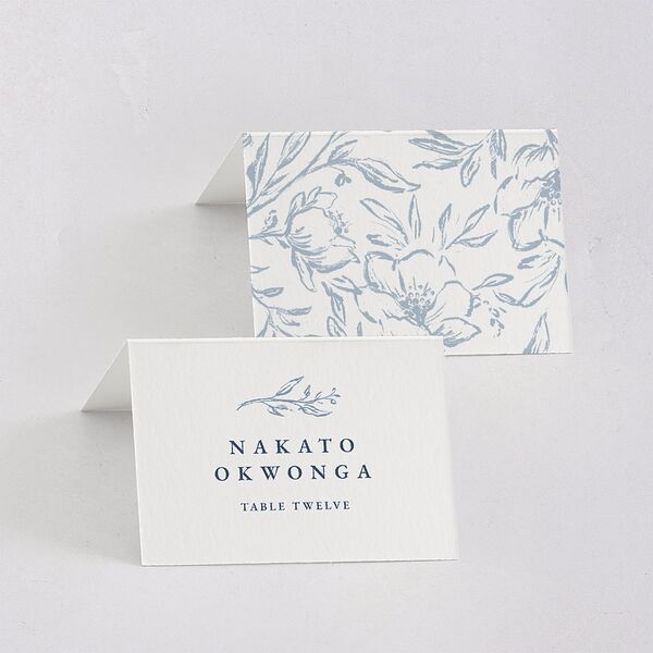 Classic Floral Place Cards Dusty Blue Signature