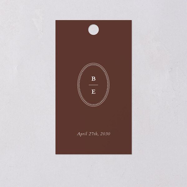 Vintage Oval Monogram Favor Gift Tags Merlot Signature