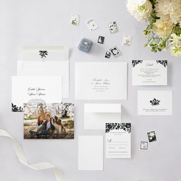 Ornate Lace Save The Date Cards Midnight Signature smooth Blank No Standard