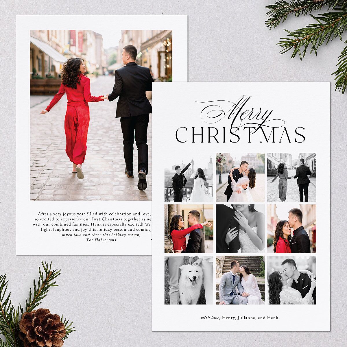 Merry Gallery Holiday Cards Pure White Signature Blank Standard Portrait