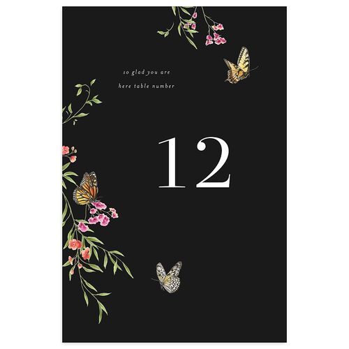 Rustic Butterflies Table Numbers Charcoal Signature