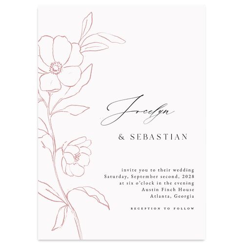 Floral Sketch Wedding Invitations Off-White Signature Blank No Standard