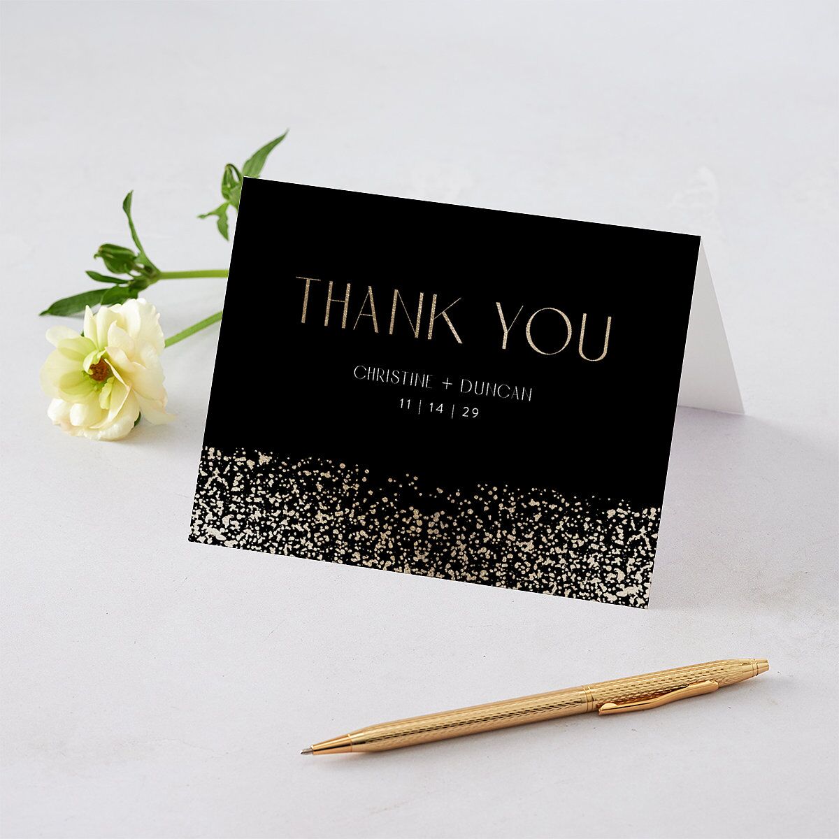 Shimmering Frame Thank You Cards Gold Licorice