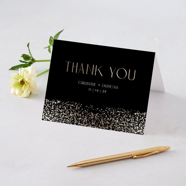 Shimmering Frame Thank You Cards Gold Licorice