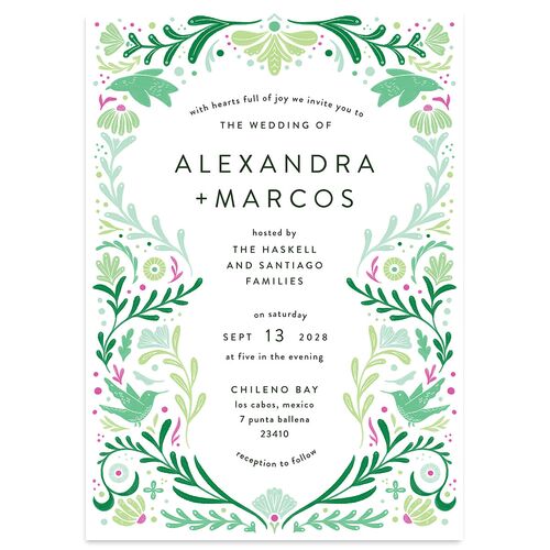 Folk Art Wedding Invitations Ultramarine Signature Blank No Standard