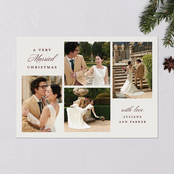 Very Married Christmas Photo Gallery Holiday Cards Burgundy Signature Blank Standard