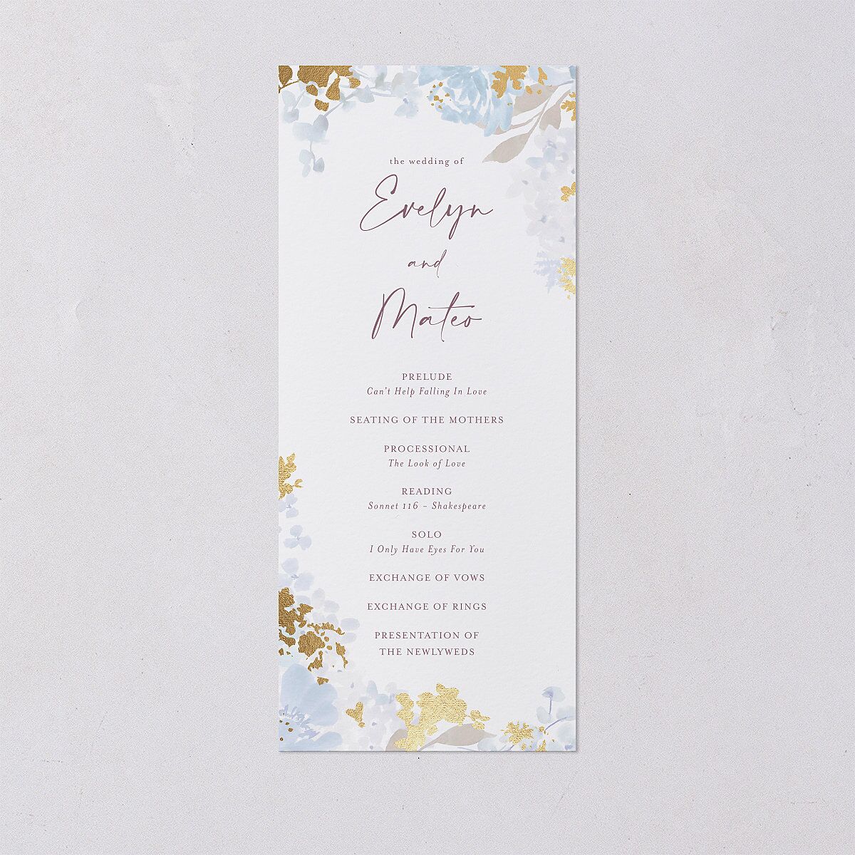 Hydrangea Garden Wedding Programs Gold Slate Signature