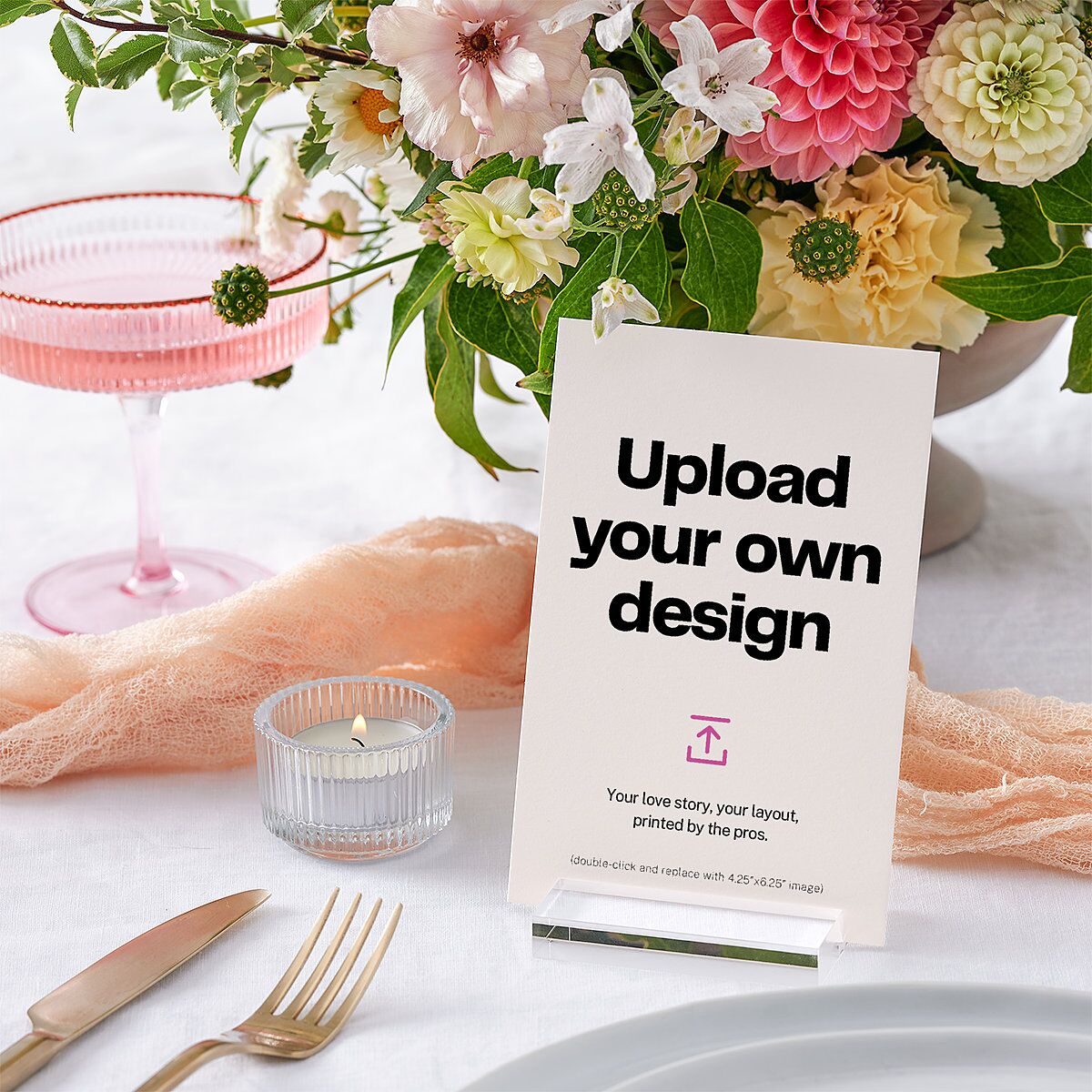 Upload Your Own Design Portrait Photo Table Numbers Pure White Signature