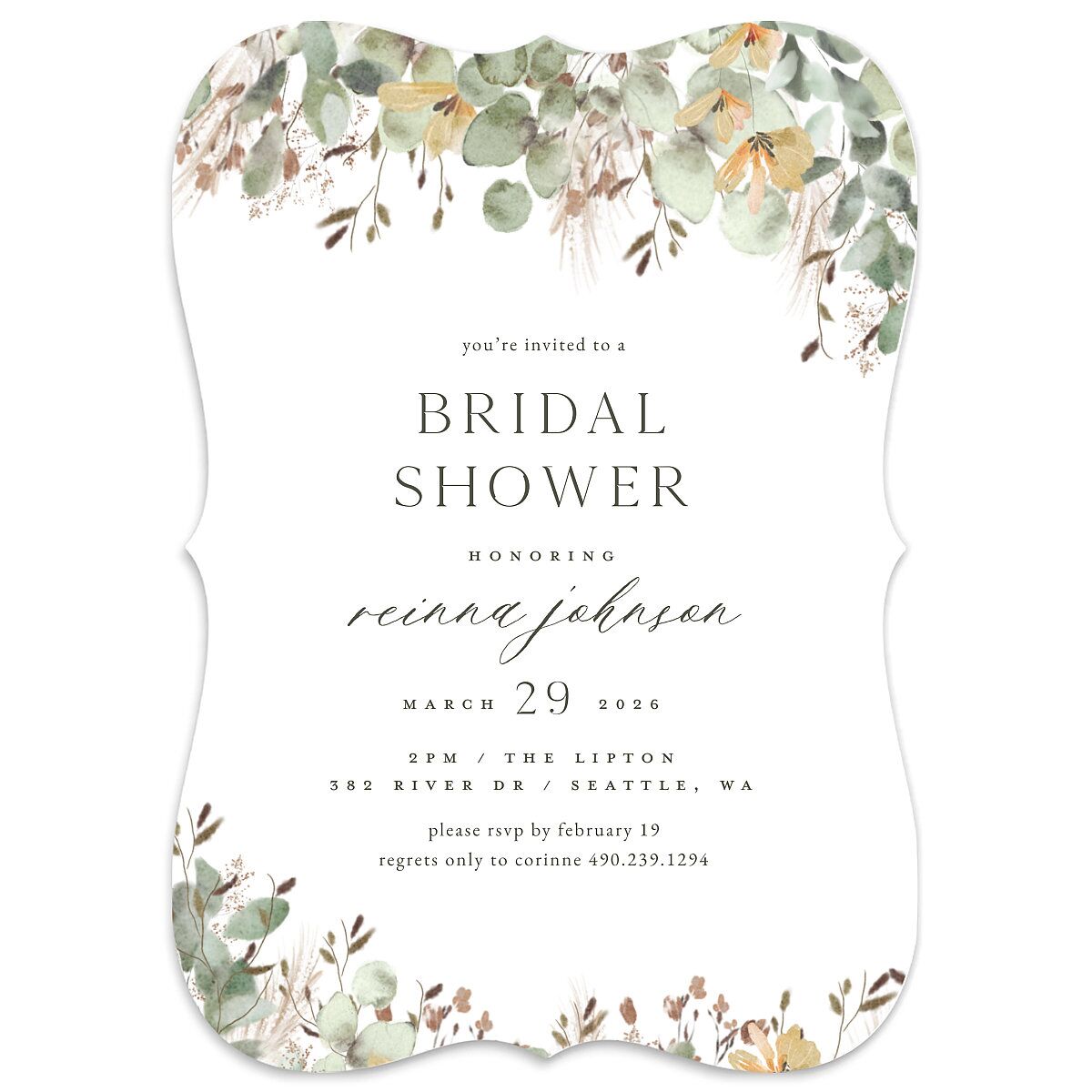 Eucalyptus Edges Bridal Shower Invitations