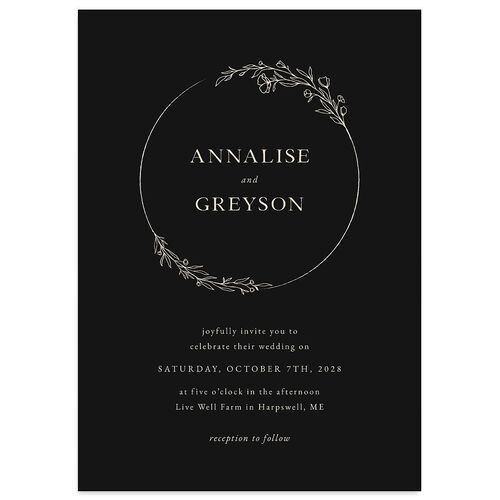 Simple Rustic Wreath Wedding Invitations Midnight Signature Blank No Standard