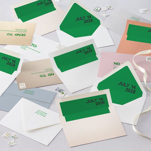 Hand Drawn Party Envelope Liners Jewel Green Standard