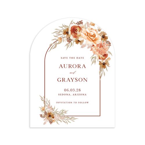 Bohemian Arch Save the Date Petite Cards Copper Signature smooth Blank No Arch
