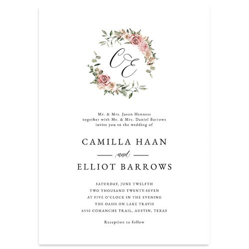 Floral Monogram Wedding Invitations Rose Quartz Signature Blank No Standard