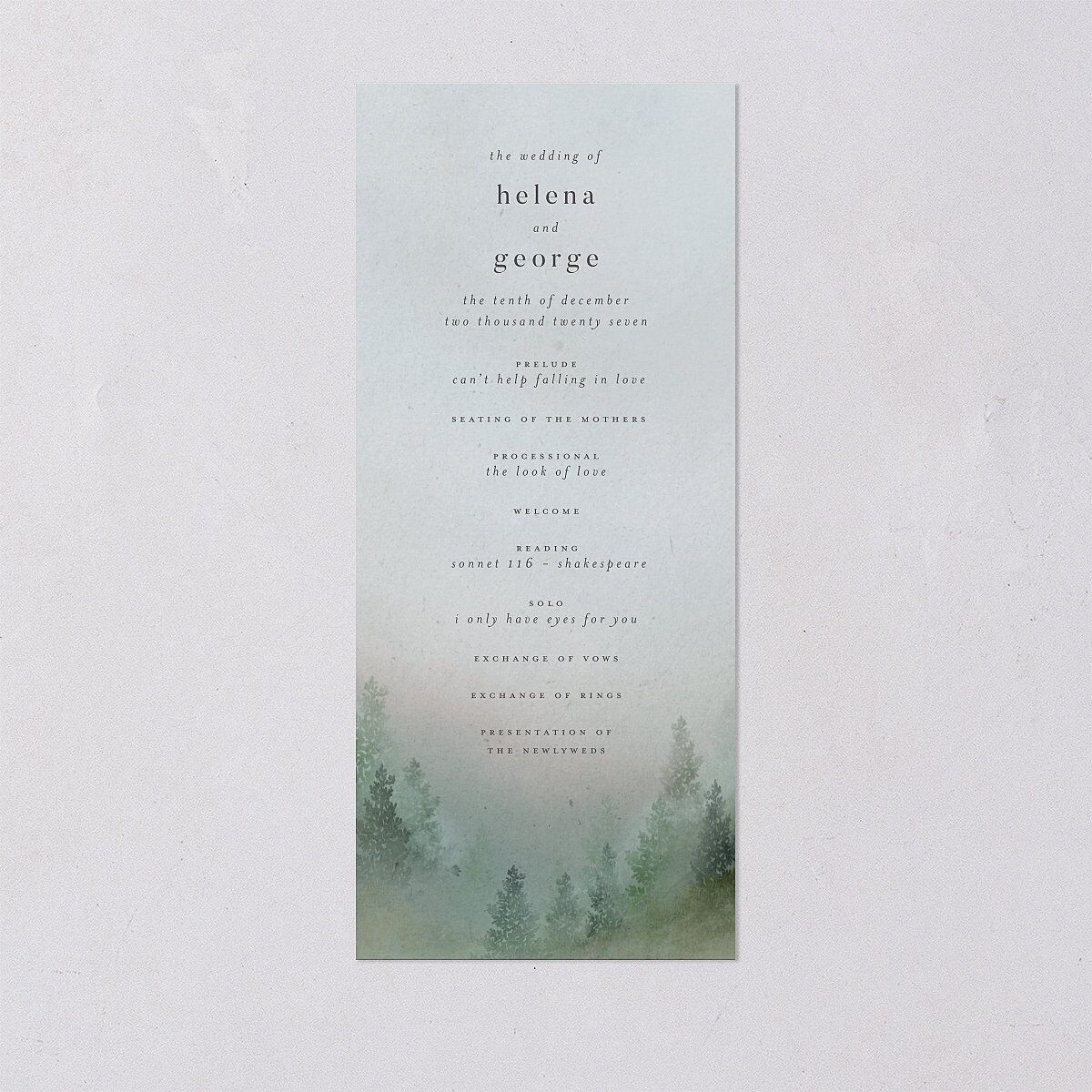 Mountain Mist Wedding Programs — view 1