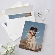Retro Typography Photo Save the Date Cards Sapphire Signature smooth Blank No Bracket