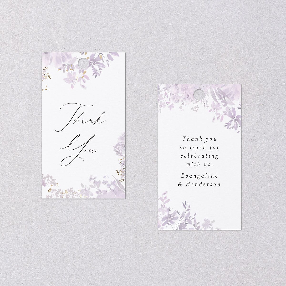Monochrome Blooms Favor Gift Tags Gold Sheer Lilac Signature