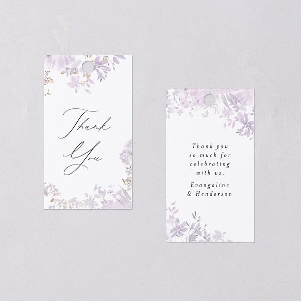 Monochrome Blooms Favor Gift Tags Gold Sheer Lilac Signature