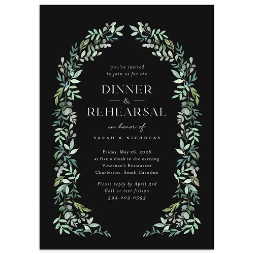 Greenery Altar Rehearsal Dinner Invitations Licorice Signature Blank Standard