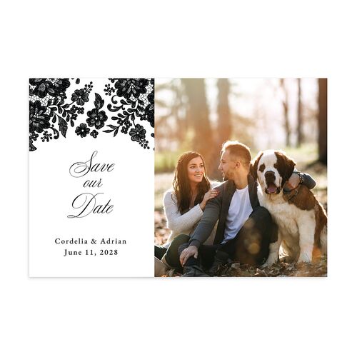 Ornate Lace Save The Date Postcards  Midnight