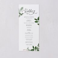 Leafy Frame Wedding Programs Hunter Green Signature
