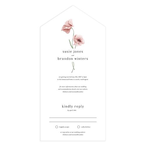 Wild Poppies All-in-One Wedding Invitations Rose Quartz Signature Light Both Recipient and Return Addresses No