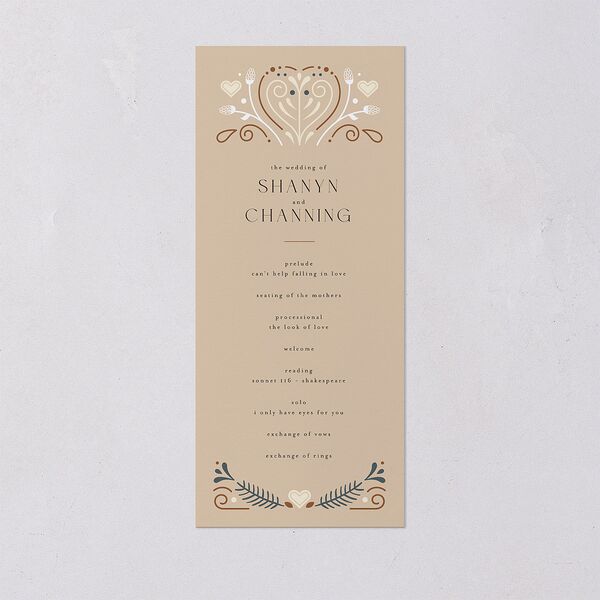 Nordic Folk Wedding Programs Latte Signature