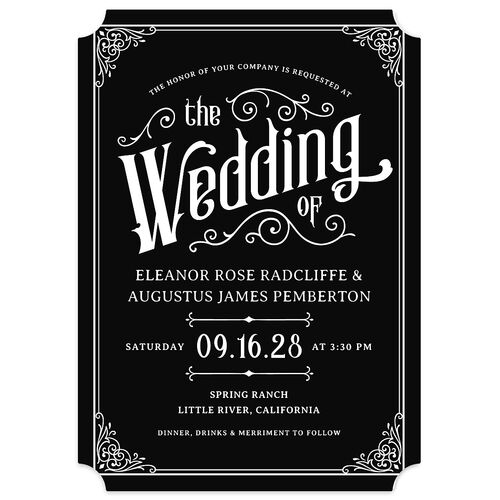 Western Gothic Wedding Invitations Licorice Signature Blank No Ticket