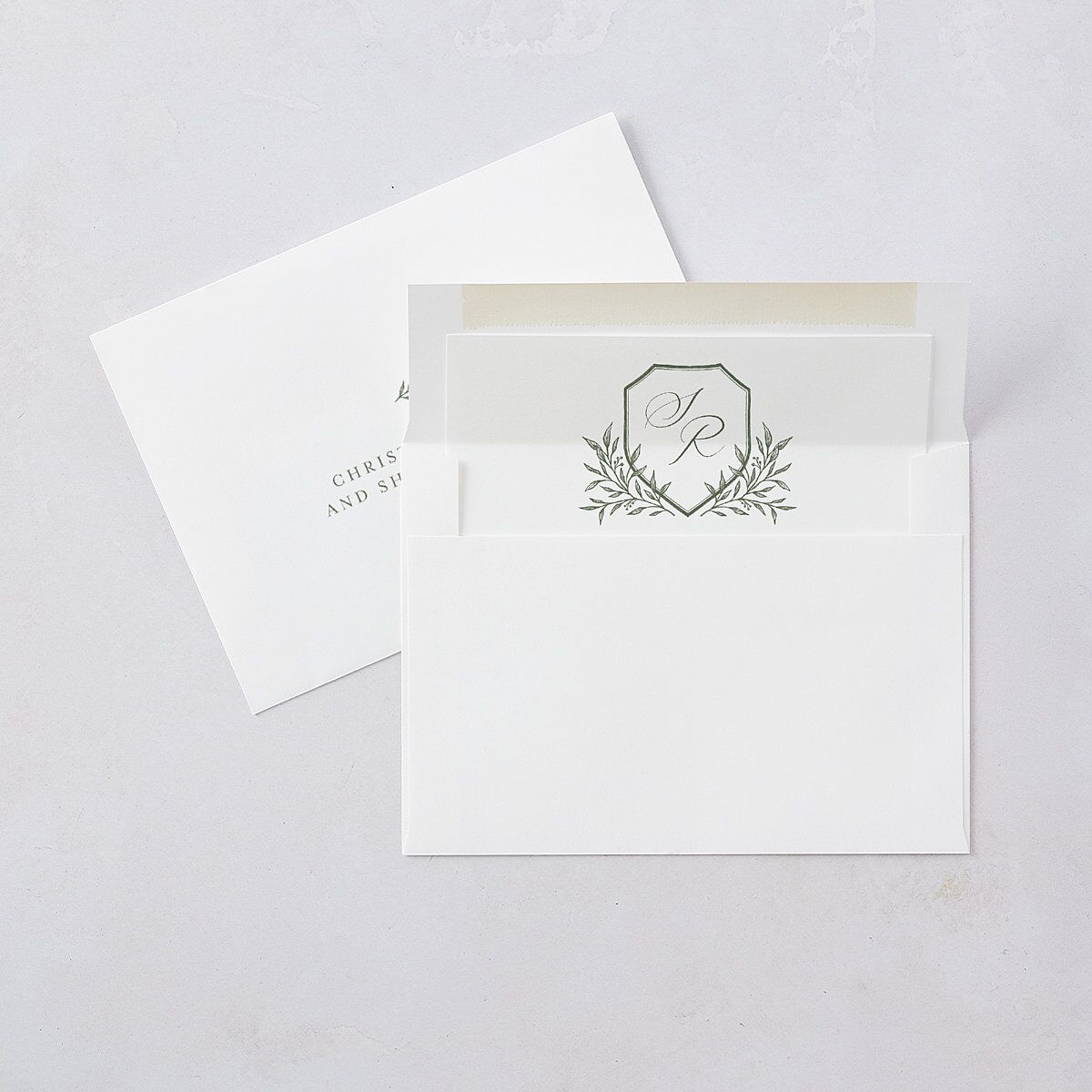 Classic Crest Save The Date Cards Deep Olive Signature smooth Blank No Standard