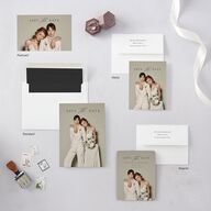 Illustrated Vines Save the Date Petite Cards Charcoal Signature smooth Blank No Standard