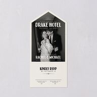Vintage Art Deco Photo All-in-One Wedding Invitations Off-White Signature Light Both Recipient and Return Addresses No