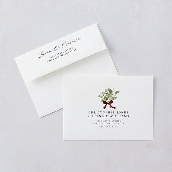 Elegant Eucalyptus Christmas Foil Wedding Invitations Gold Licorice Signature Blank No Standard
